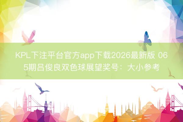 KPL下注平台官方app下载2026最新版 065期吕俊良双色球展望奖号:大小参考