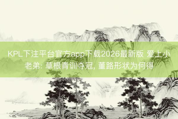 KPL下注平台官方app下载2026最新版 爱上小老弟: 草根青训夺冠， 董路形状为何得