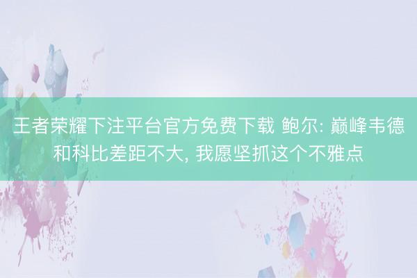 王者荣耀下注平台官方免费下载 鲍尔: 巅峰韦德和科比差距不大, 我愿坚抓这个不雅点