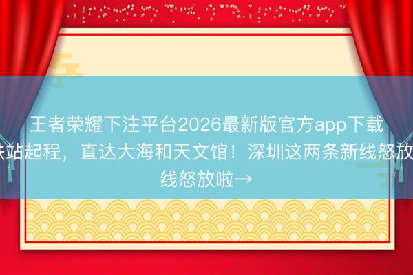 王者荣耀下注平台2026最新版官方app下载 地铁站起程,直达大海和天文馆!深圳这两条新线怒放啦→