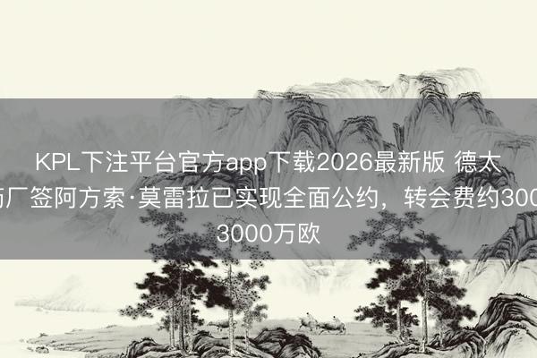 KPL下注平台官方app下载2026最新版 德太空：药厂签阿方索·莫雷拉已实现全面公约，转会费约3000万欧